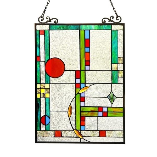 Chloe Lighting Chloe CH3P700CO24-GPN 17.5 x 25 in. Lighting Mondriaan Tiffany Glass Window Panel - Black CH3P700CO24-GPN